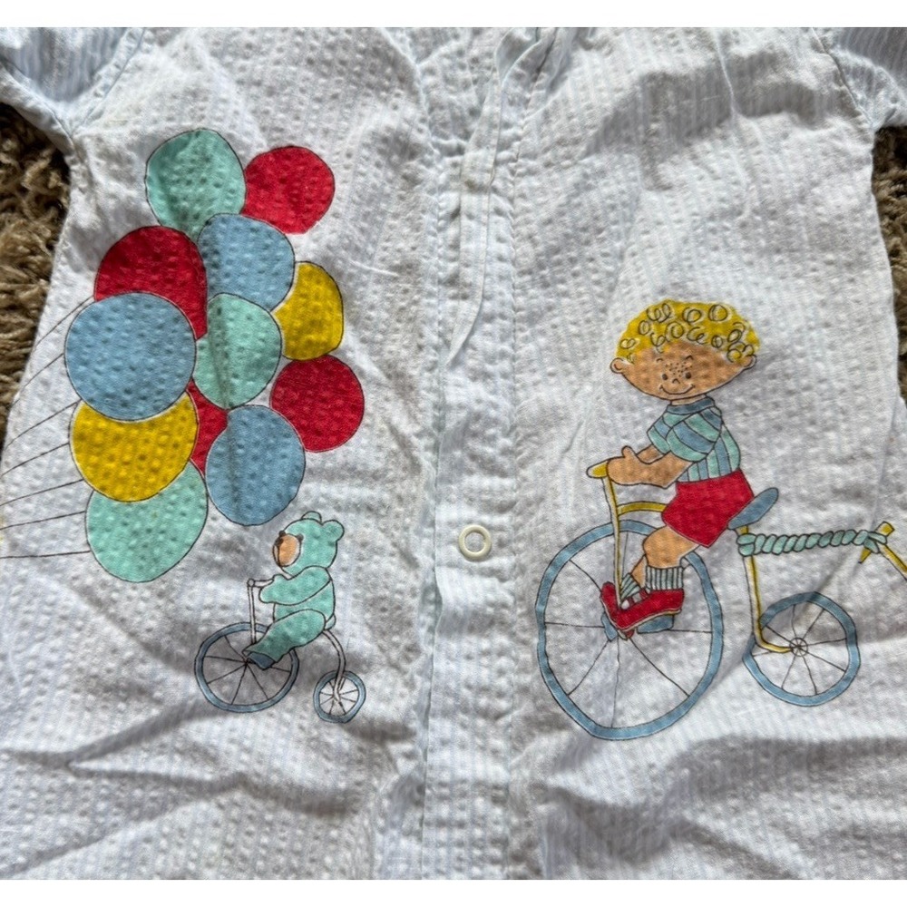 2 Vintage Baby Boy Train Romper Outfit & Health-Tex Overalls 12-18 Months - Picture 3 of 11
